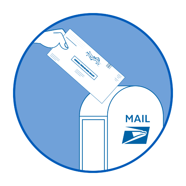 Dropping ballot envelope in a mailbox